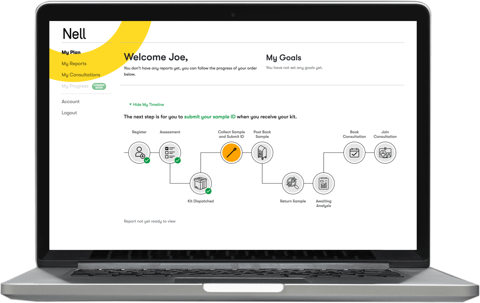 Nell progress timeline in app